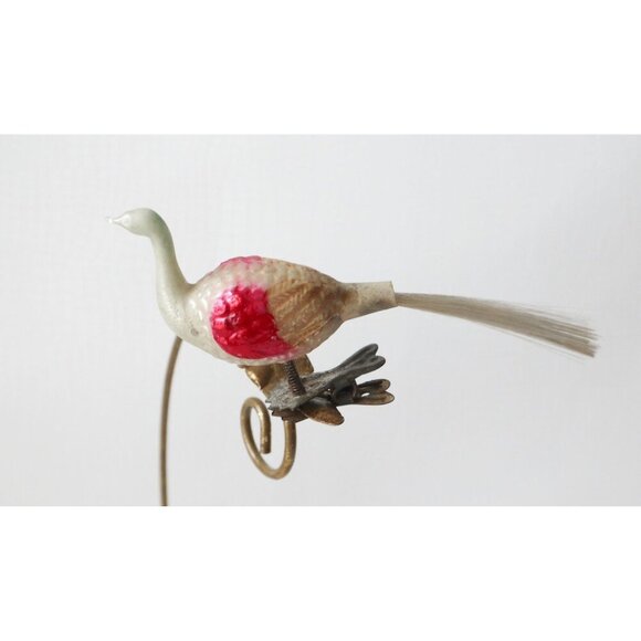 Antique Mercury Glass Bird Clip On Long Neck Bird Ornament  Christmas Ornament - Picture 2 of 5